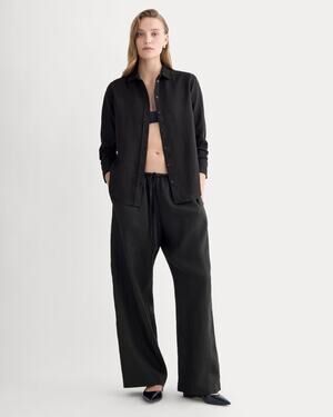 Everlane The Drawstring Pant in Linen Black 100% Flax Linen Sz XL Wide Leg GREAT